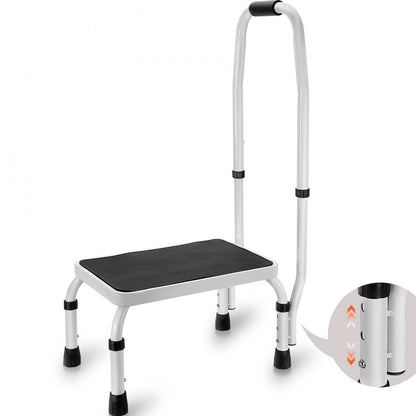 WK2071B - Adjustable 1-Step Steel Step Stool, 330lbs Capacity for Home Use