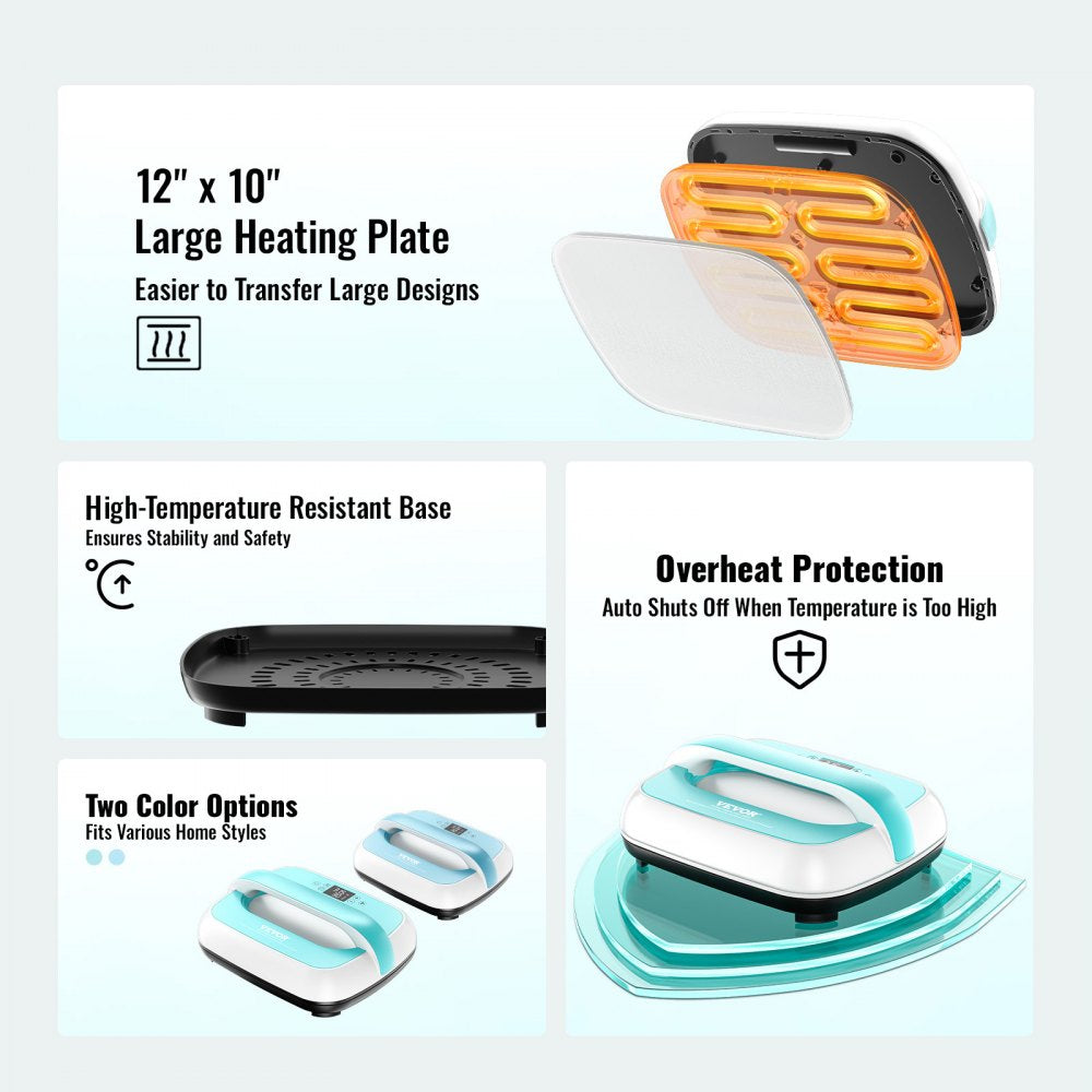 SS1210 - Portable 12x10 Heat Press Machine in Green+White
