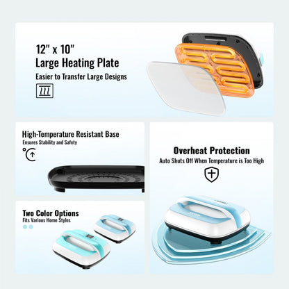 SS1210 - Portable 12x10 Heat Press Machine with Auto Shut-Off