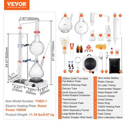 YHEO-1 - High-Yield 2000ml Essential Oil Distillation Kit