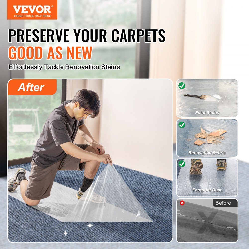 TR-W300-50BP-2003 - 24" x 200' Self-Adhesive Carpet Protection Film
