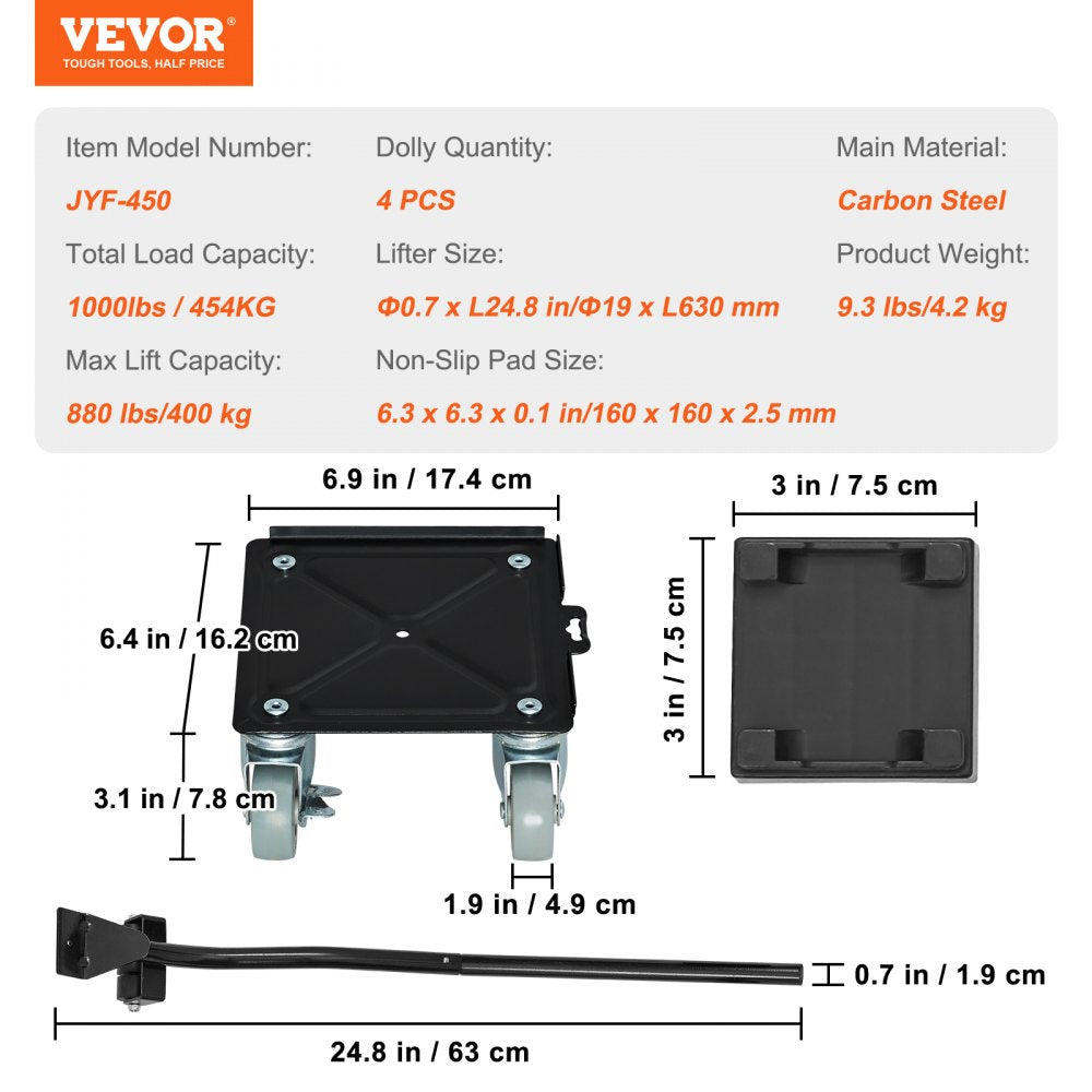 JYF-450 - VEVOR Heavy Furniture Movers Set with Crowbar & Non-Slip Pads