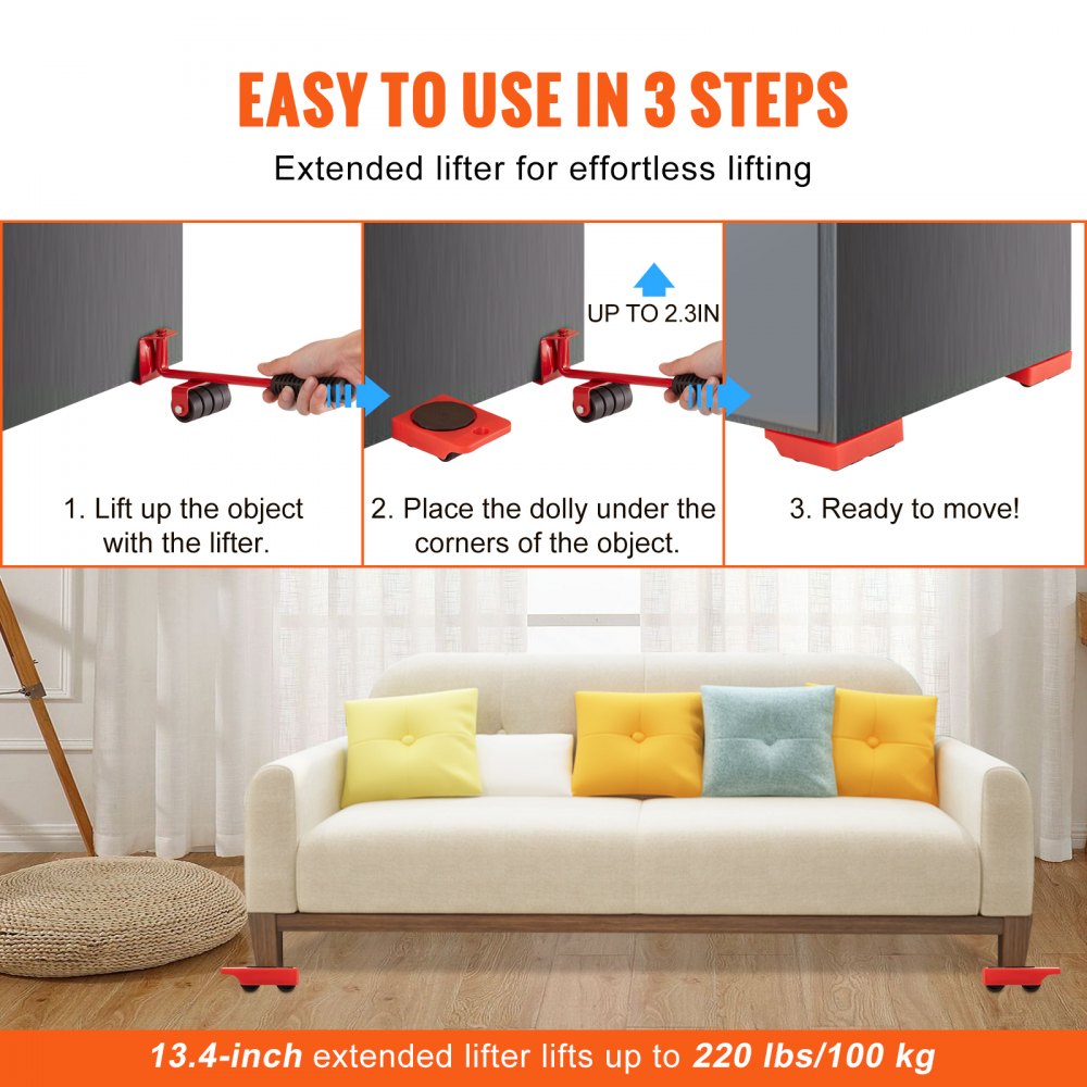JYD-114 - Heavy-Duty 250 lbs Furniture Dollies with 360° Rotating Wheels
