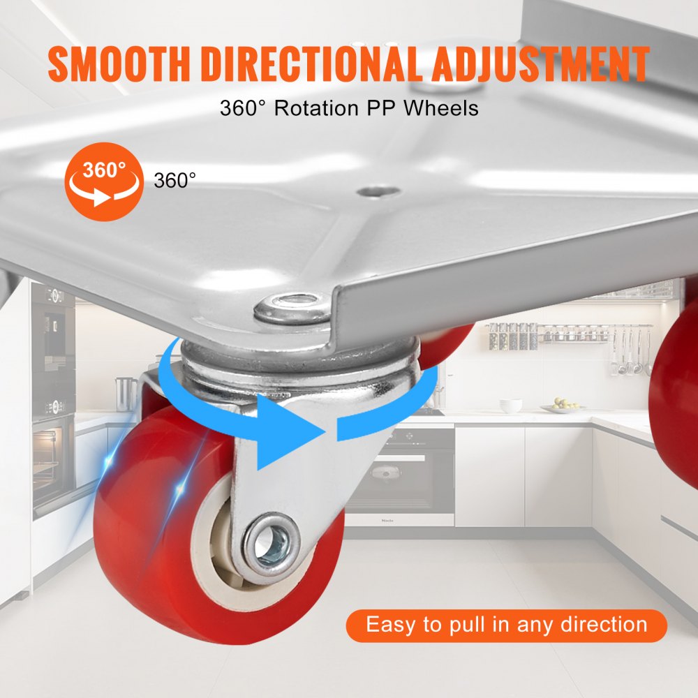 JYF-114 - Heavy-Duty Furniture Dolly with 360° Swivel Wheels & Crowbar