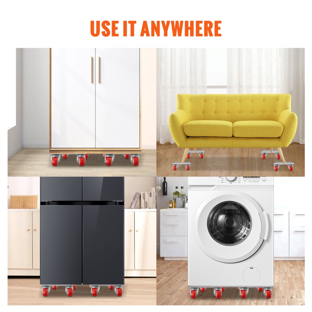 JYF-114 - Heavy-Duty Furniture Dolly with 360° Swivel Wheels & Crowbar