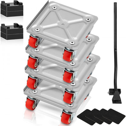 JYF-114 - Heavy-Duty Furniture Dolly with 360° Swivel Wheels & Crowbar