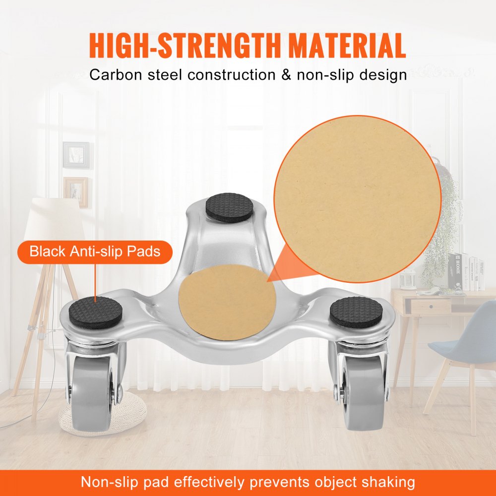 JYS-135 - 4-Pack 6-Inch Steel Furniture Dollies with 360° Wheels