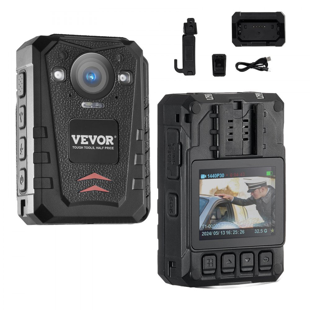 T1 - 1440P HD Police Body Camera with 32MP, Night Vision & GPS