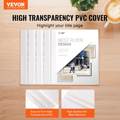 0.125PET+230G - Letter Size PVC Thermal Binding Covers, 10 Pack, 240 Sheet Capacity