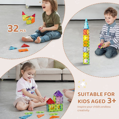 32CXJM1 - 32-Piece VEVOR Magnetic Tile Set for Creative Building Fun