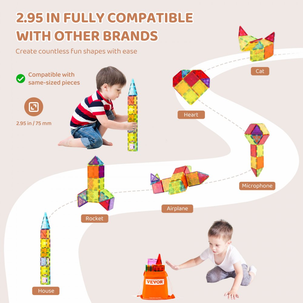 32CXJM1 - 32-Piece VEVOR Magnetic Tile Set for Creative Building Fun