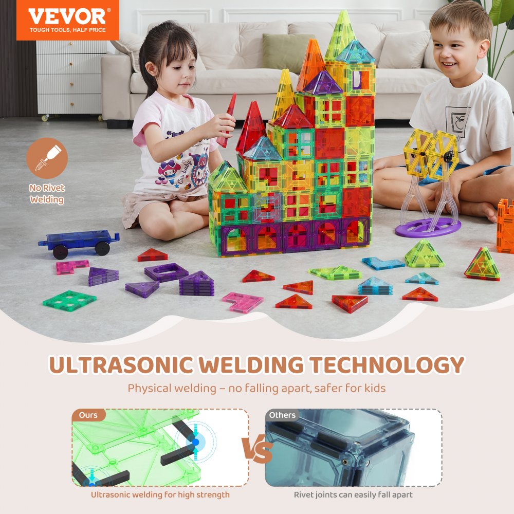 180CXJM5 - 180-Piece Magnetic Tiles Set with Bag for Creative Play