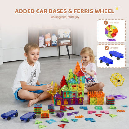 180CXJM5 - 180-Piece Magnetic Tiles Set with Bag for Creative Play