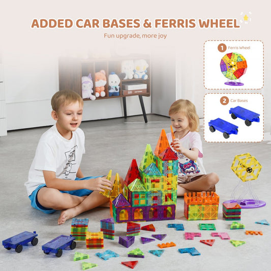 180CXJM5 - 180-Piece Magnetic Tiles Set with Bag for Creative Play
