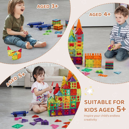 180CXJM5 - 180-Piece Magnetic Tiles Set with Bag for Creative Play