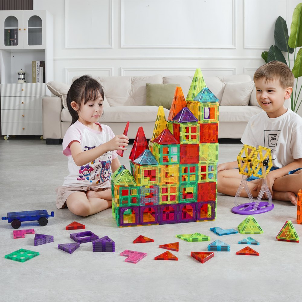 180CXJM5 - 180-Piece Magnetic Tiles Set with Bag for Creative Play