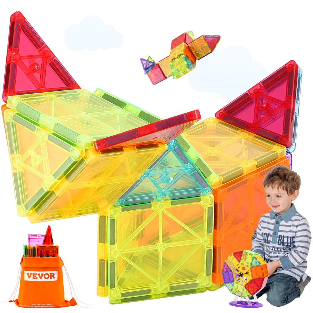 180CXJM5 - 180-Piece Magnetic Tiles Set with Bag for Creative Play