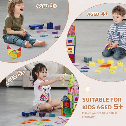 121CXJM3 - 121 PCS Building Magnetic Tiles with Bag & Cards
