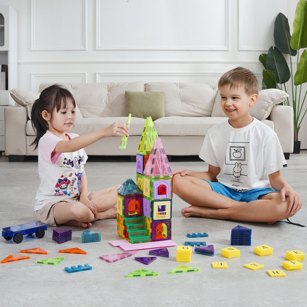 121CXJM3 - 121 PCS Building Magnetic Tiles with Bag & Cards