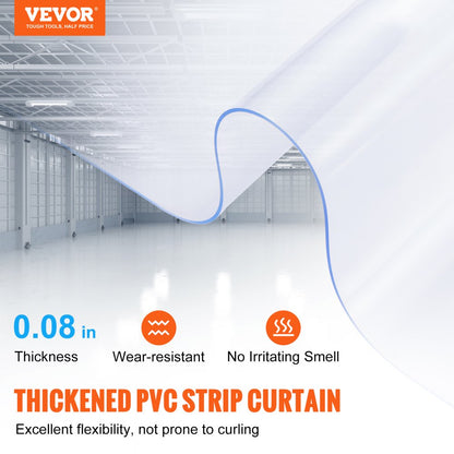 M8V0 - 82ft Clear Heavy-Duty PVC Strip Curtain for Doorways