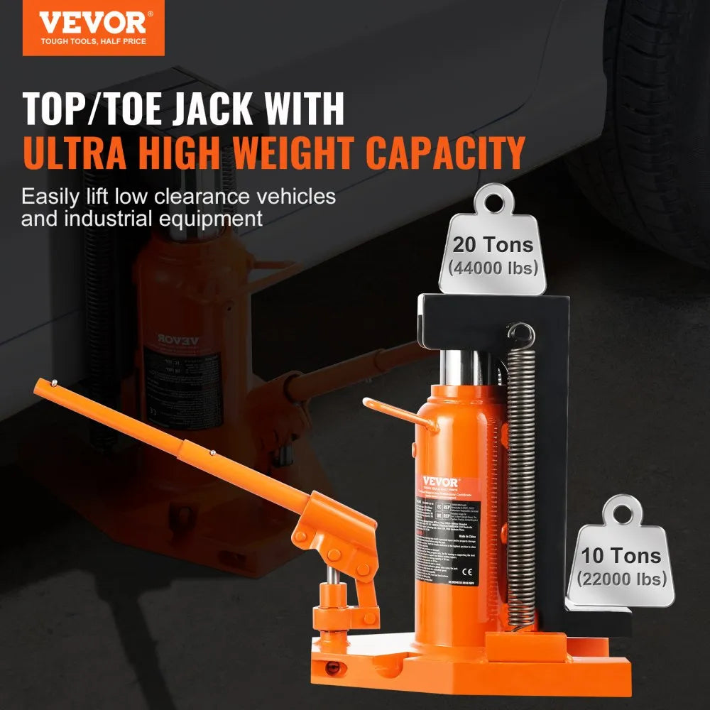 107A-0010-00-00 - 20 Ton VEVOR Hydraulic Toe Jack with Adjustable Height