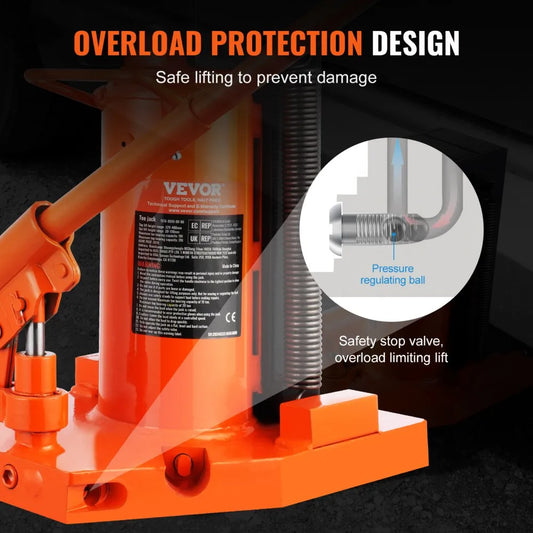 107A-0010-00-00 - 20 Ton VEVOR Hydraulic Toe Jack with Adjustable Height