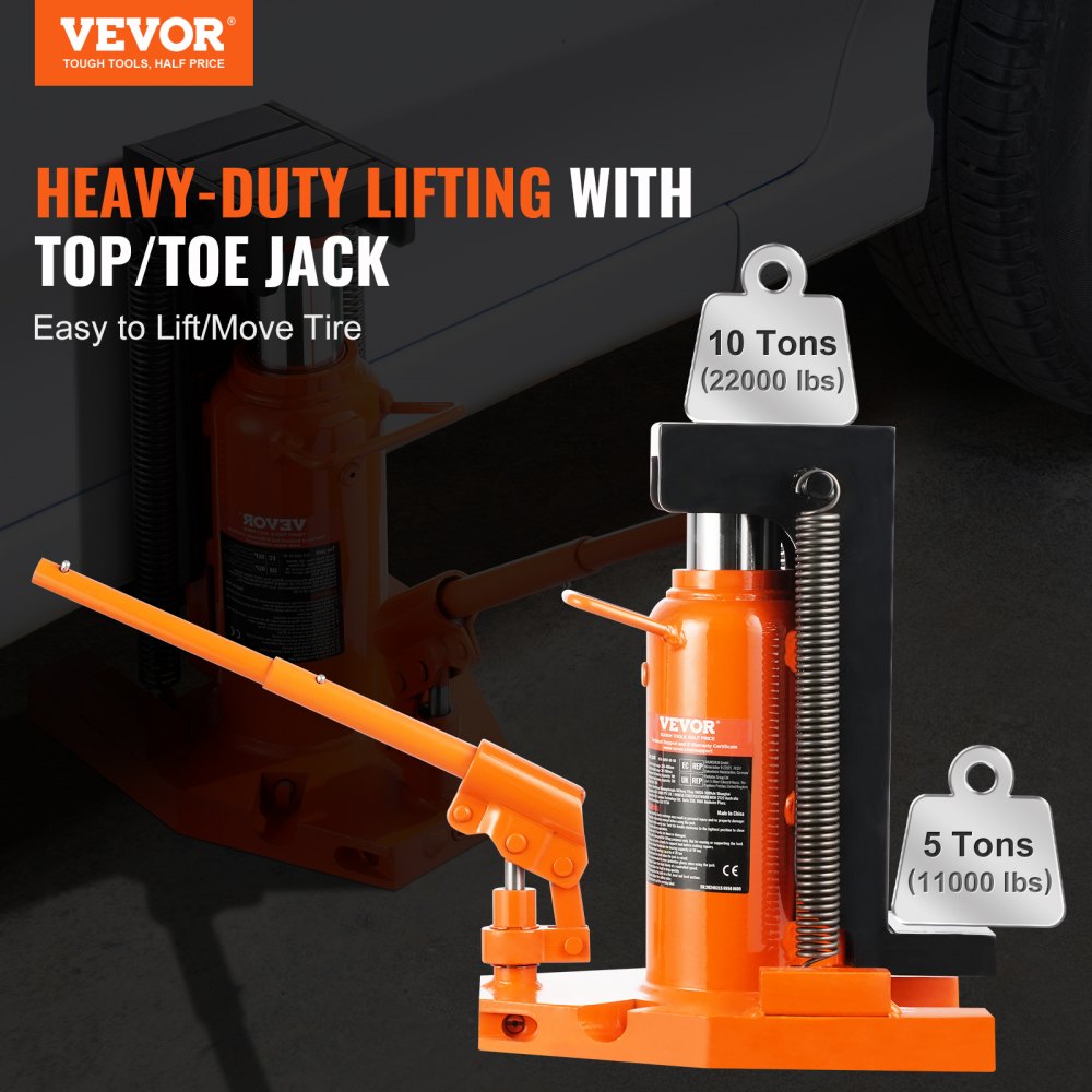 107A-0050-00-00 - 10 Ton VEVOR Hydraulic Toe Jack for Industrial Lifting