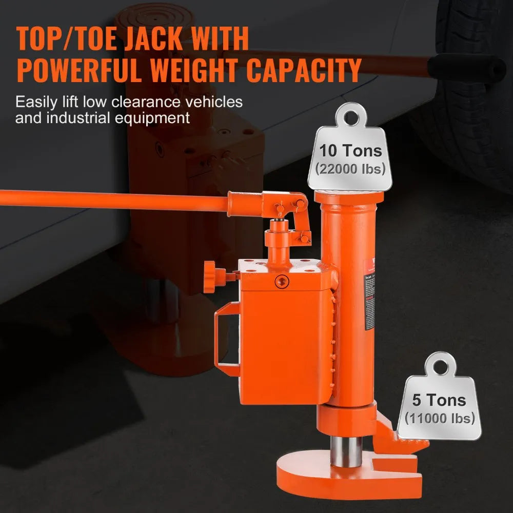 108A-0050-00-00 - 5 Ton Hydraulic Toe Jack with 360° Rotation, 14.6-22.4" Height