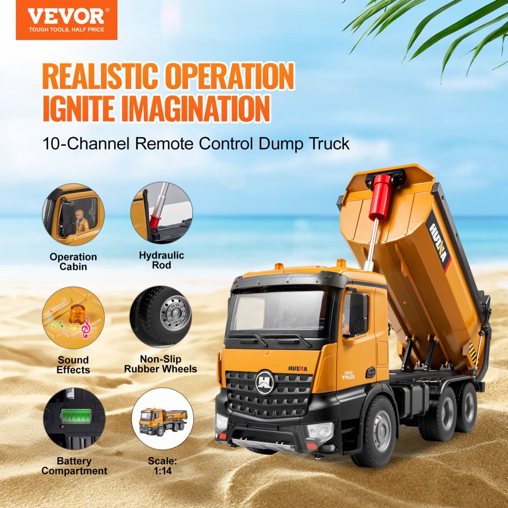 1573 - 1:14 Scale Remote Control Dump Truck with Sound & Lights