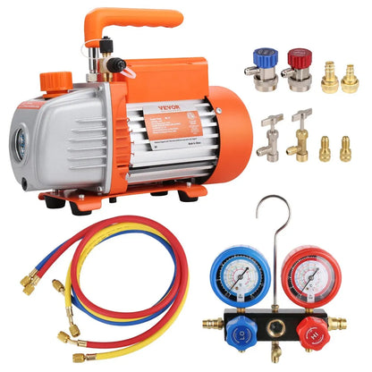 TW-1K(R32) - VEVOR 1/5 HP 3.5 CFM A/C Vacuum Pump & Accessories Set