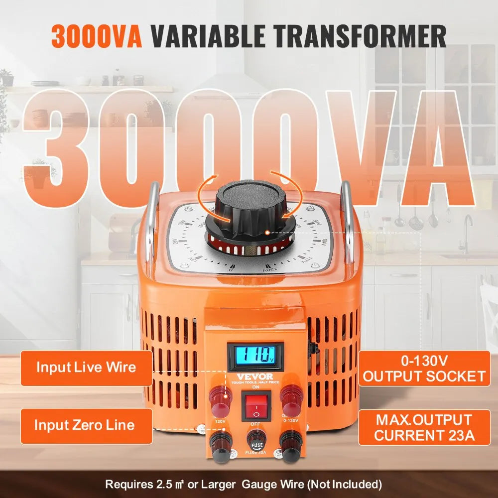 TDGC2-3000VA - 3000VA Auto Voltage Transformer, 10.6" x 8.1" x 7.5"