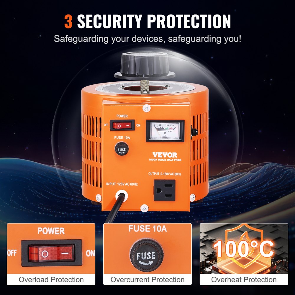 TDGC2-1000VA - 1000VA Variable Transformer 110V Input, 0-130V Output