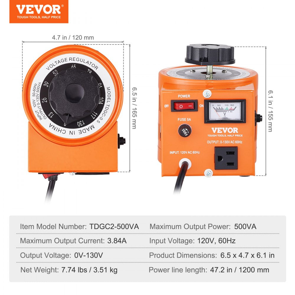 TDGC2-500VA - Adjustable 500VA Voltage Transformer for Home & Industry