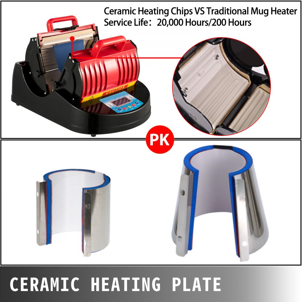 010480997205 - VEVOR 1300W Mug Heat Press with Ceramic Plate & Accessories