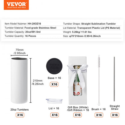 HH-20OZ16 - 20oz Insulated Stainless Steel Tumbler Gift Set