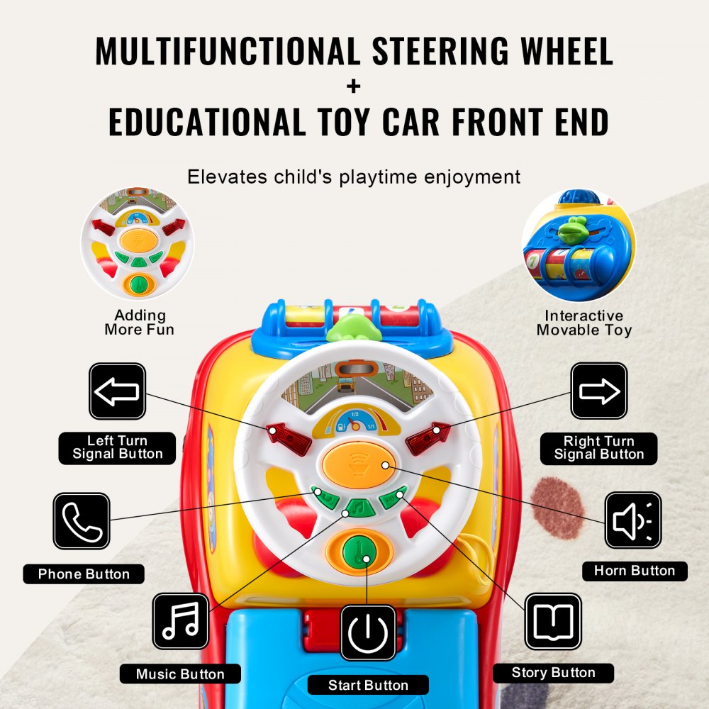 QX-3342-1 - Compact Toddlers' Push Car with Safety Features