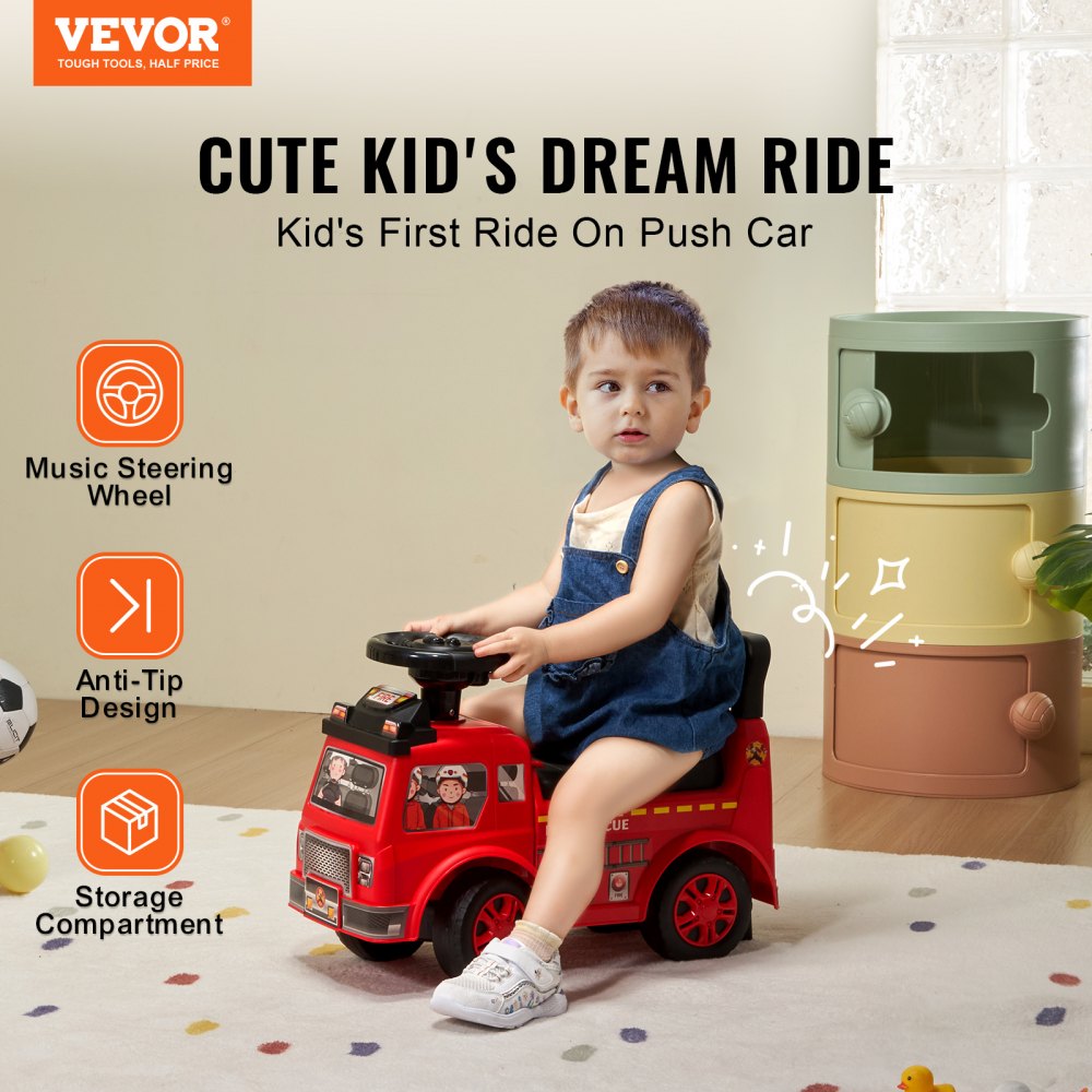 QX-5503-1 - Vibrant Red Push Car for Toddlers 20.67 x 8.85 x 14.57 in