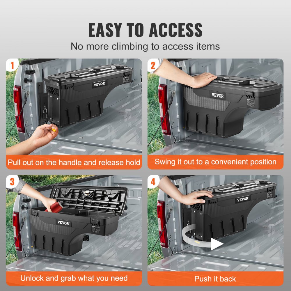 010111411818 - Durable 6.6 Gal ABS Truck Bed Box with Lockable Swing Access