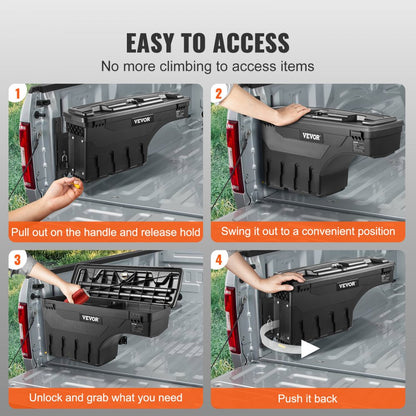 010111411818 - Durable 6.6 Gal ABS Truck Bed Box with Lockable Swing Access