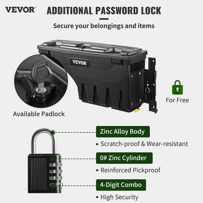 010777642348 - VEVOR Spacious Wheel Well Toolbox for Trucks, Lockable & Waterproof