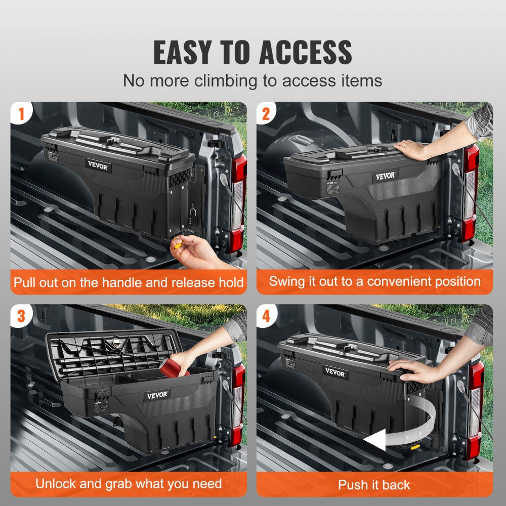 010132273356 - VEVOR Lockable Swing Case Toolbox, Waterproof 6.6 Gal Truck Storage