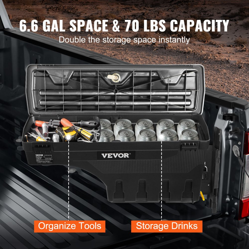 010132273356 - VEVOR Lockable Swing Case Toolbox, Waterproof 6.6 Gal Truck Storage