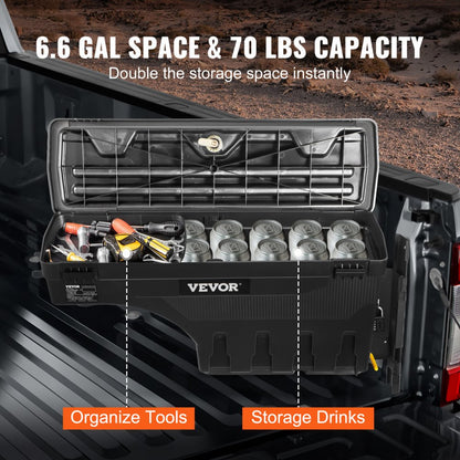 010132273356 - VEVOR Lockable Swing Case Toolbox, Waterproof 6.6 Gal Truck Storage