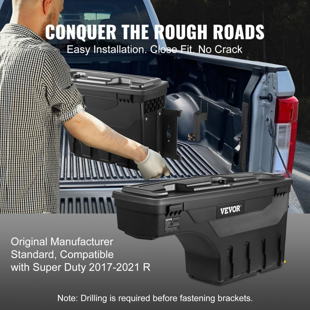 010132273356 - VEVOR Lockable Swing Case Toolbox, Waterproof 6.6 Gal Truck Storage
