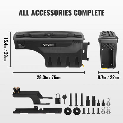 010132273356 - VEVOR Lockable Swing Case Toolbox, Waterproof 6.6 Gal Truck Storage
