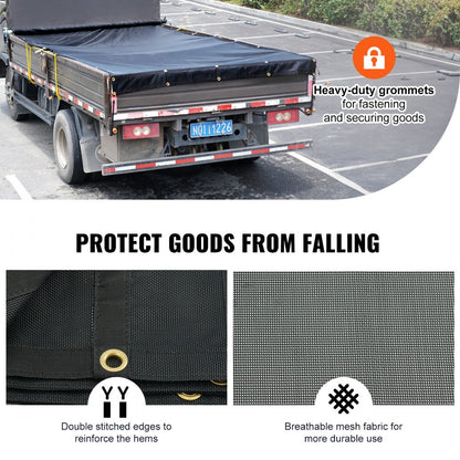 7x18 ft - Heavy-Duty PVC Mesh Dump Truck Tarp with Brass Grommets