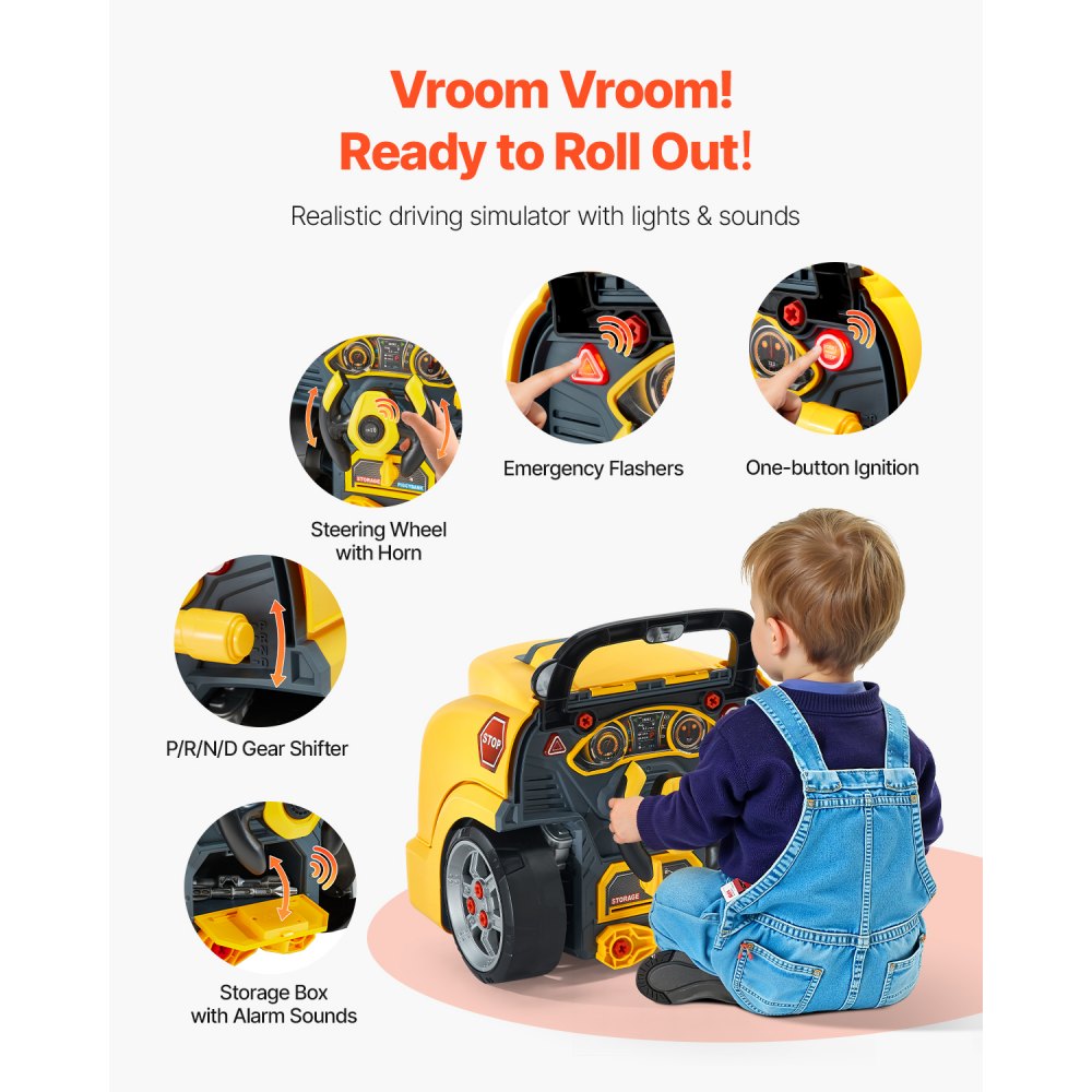 D001-1 - Kids' 60-Piece Engine Repair Set with Electric Screwdriver