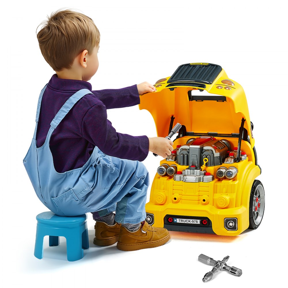 D001-1 - Kids' 60-Piece Engine Repair Set with Electric Screwdriver