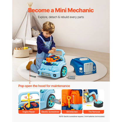D001-4 - Interactive Engine Repair Toy for Kids with Tools & Sounds