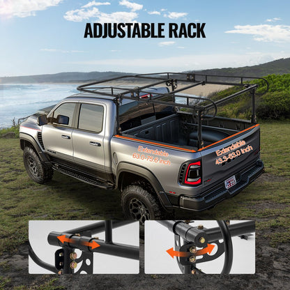 SC1402 - Adjustable Heavy-Duty Truck Ladder Rack for 1000 lbs Capacity